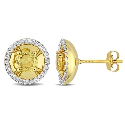 Julianna B 10K Yellow Gold Citrine & Diamond Fashion Earrings