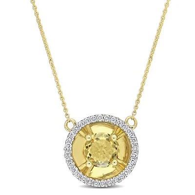 Julianna B 10K Yellow Gold Citrine & Diamond Fashion Pendant