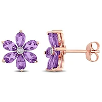 Julianna B 14K Rose Gold Amethyst & Diamond Earrings