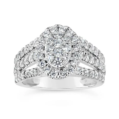 10K White Gold Oval Shaped Fashion Ring 1.50CTW I2/IJ