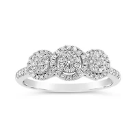 10K White Gold 0.32CTW Diamond Three Cluster Ring