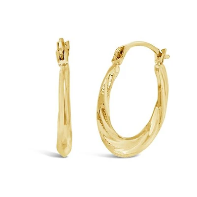 14K Yellow Gold 17mm Round Textured Creole