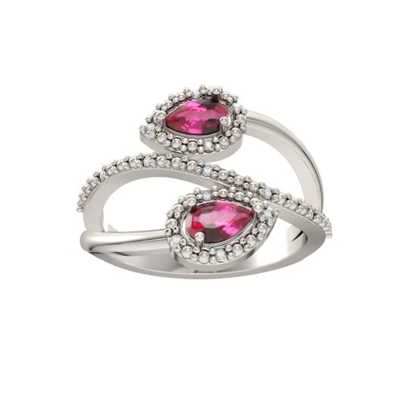 Sterling Silver Created Ruby & Diamond Ring