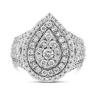10K White Gold Diamond Fashion Pear Ring 2.00CTW I2I3/HIJ