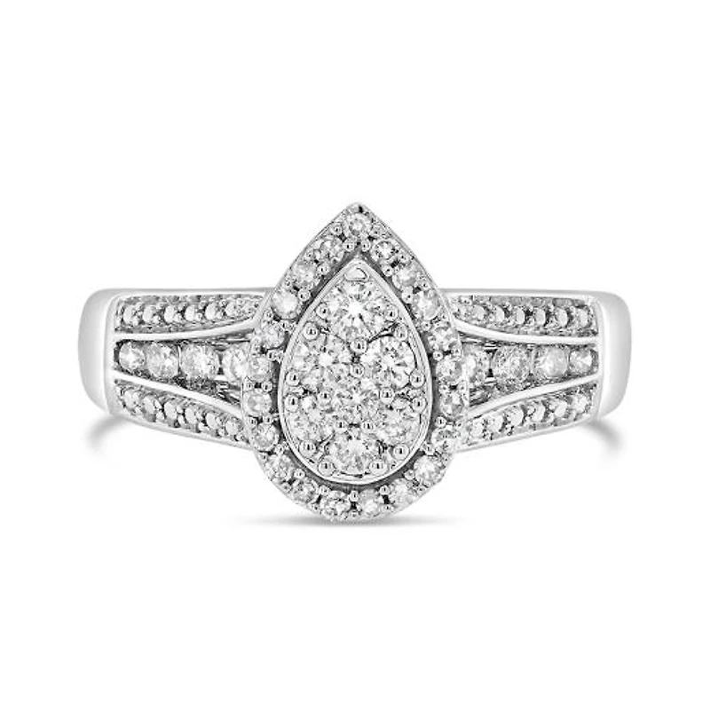 10K White Gold 0.50CTW Diamond Fashion Pear Shape Ring