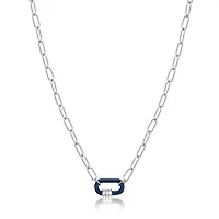 Ania Haie Navy Blue Enamel Carabiner Silver Necklace