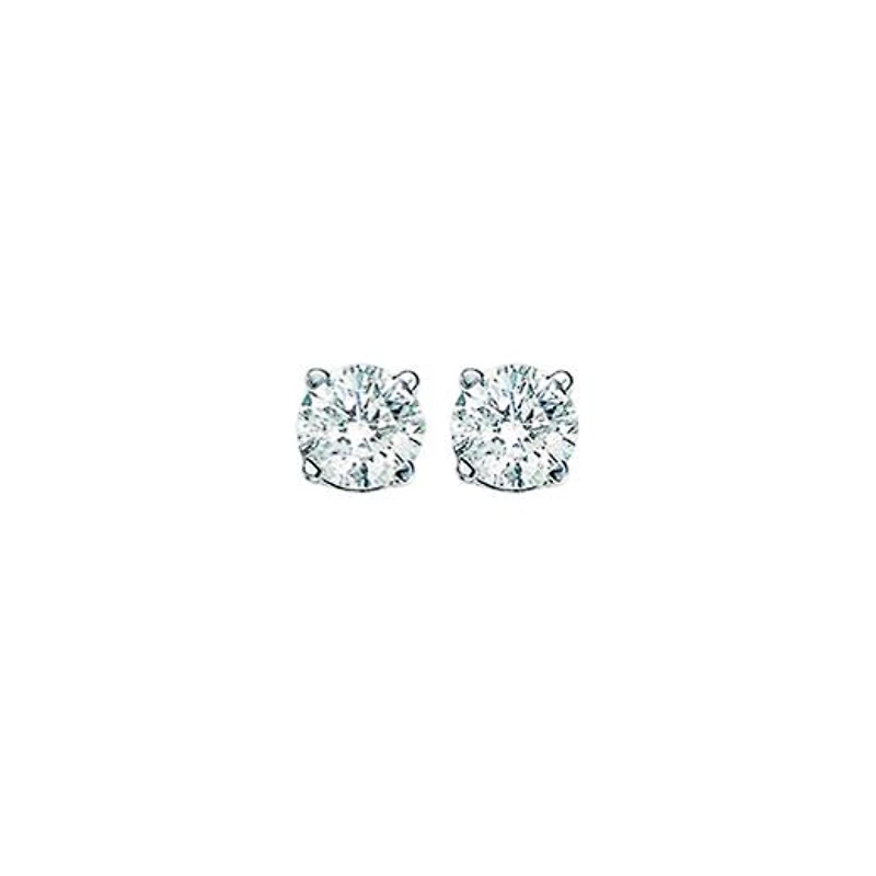 14K White Gold 0.75CT Diamond Solitaire Stud Earrings