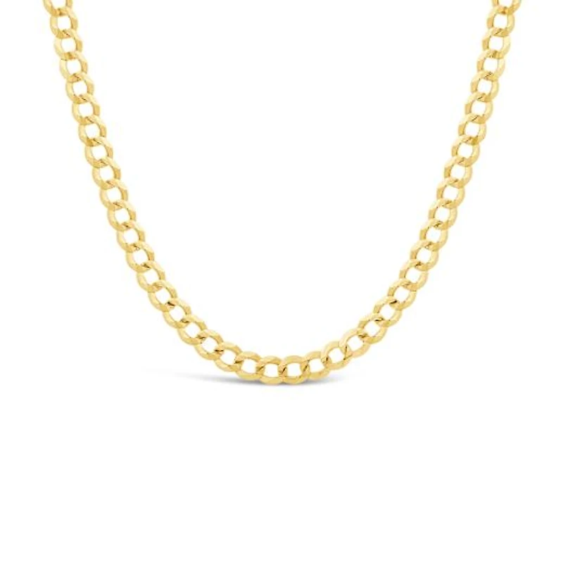 14K Yellow Gold 20" Diamond Cut Concave Curb Chain