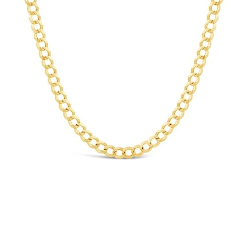 14K Yellow Gold 24" Diamond Cut Concave Curb Chain