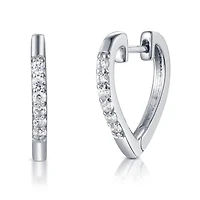 Sterling Silver Cubic Zirconia Heart Hoop Earrings