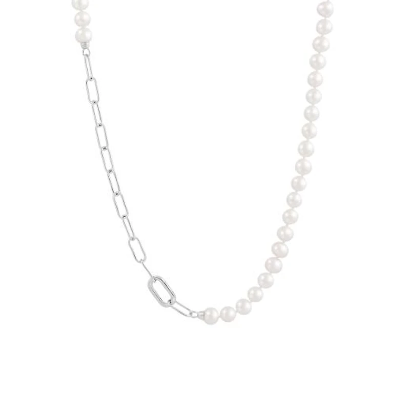 Sterling Silver 8-9mm Freshwater Pearl 22" Necklace