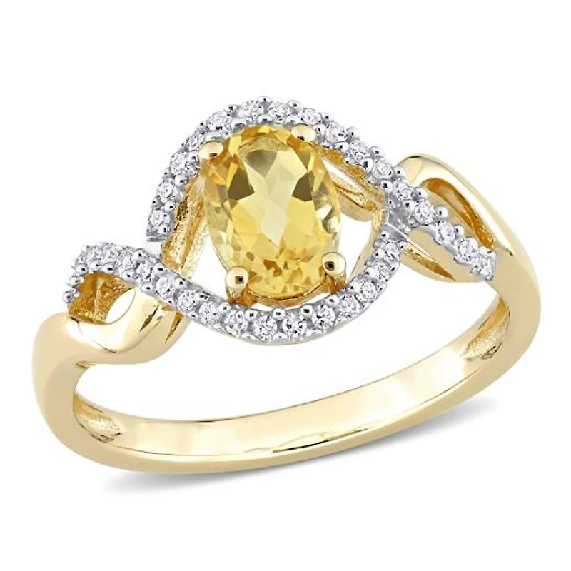 Julianna B 10K Yellow Gold Citrine & Diamond Ring