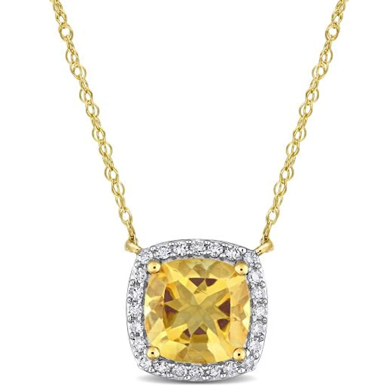 Julianna B 10K Yellow Gold Citrine & Diamond Necklace