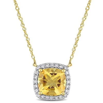 Julianna B 10K Yellow Gold Citrine & Diamond Necklace