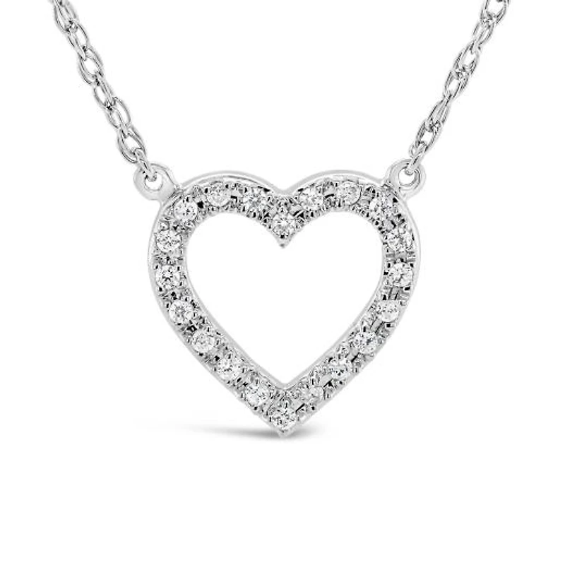 10K White Gold Diamond Heart Necklace