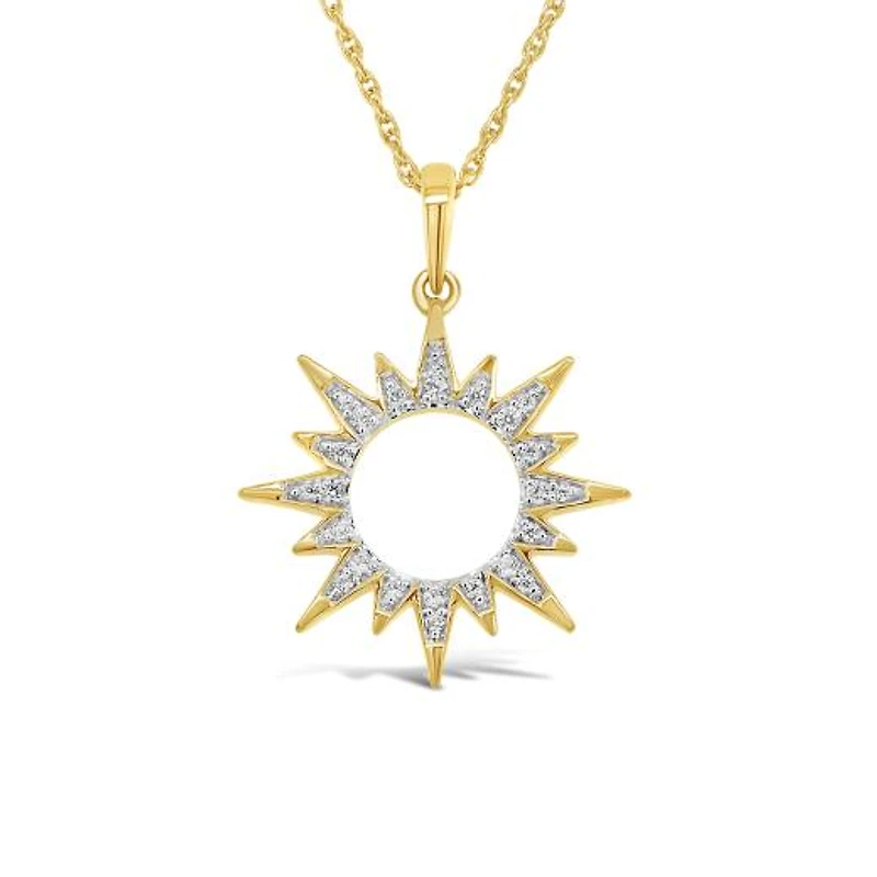 10K Yellow Gold Diamond Sun Pendant
