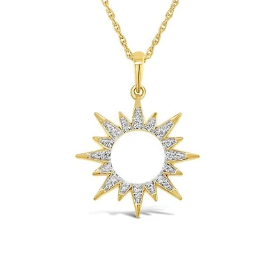 10K Yellow Gold Diamond Sun Pendant