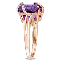 Julianna B Rose Plated Sterling Silver Amethyst and Diamond Ring