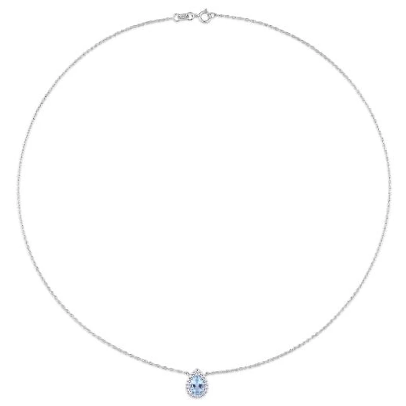 Julianna B 10K White Gold Sky Blue Topaz and White Topaz Necklace