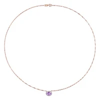 Julianna B 10K Rose Gold Oval Amethyst and Diamond Necklace