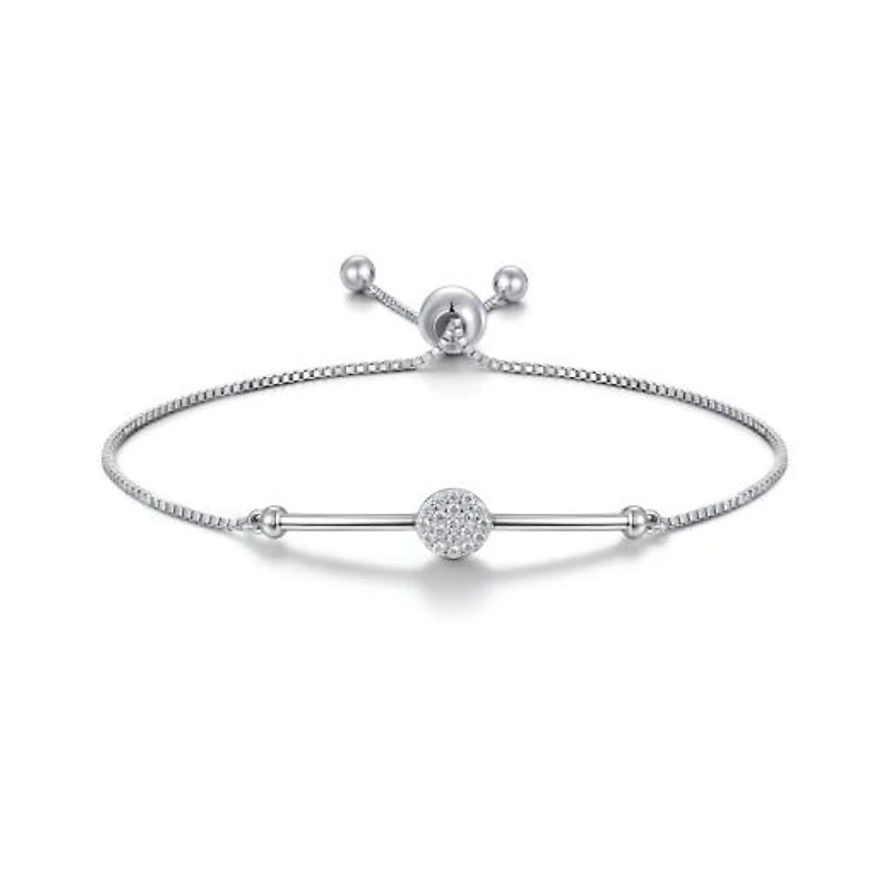 Sterling Silver Cubic Zirconia Bolo Bracelet