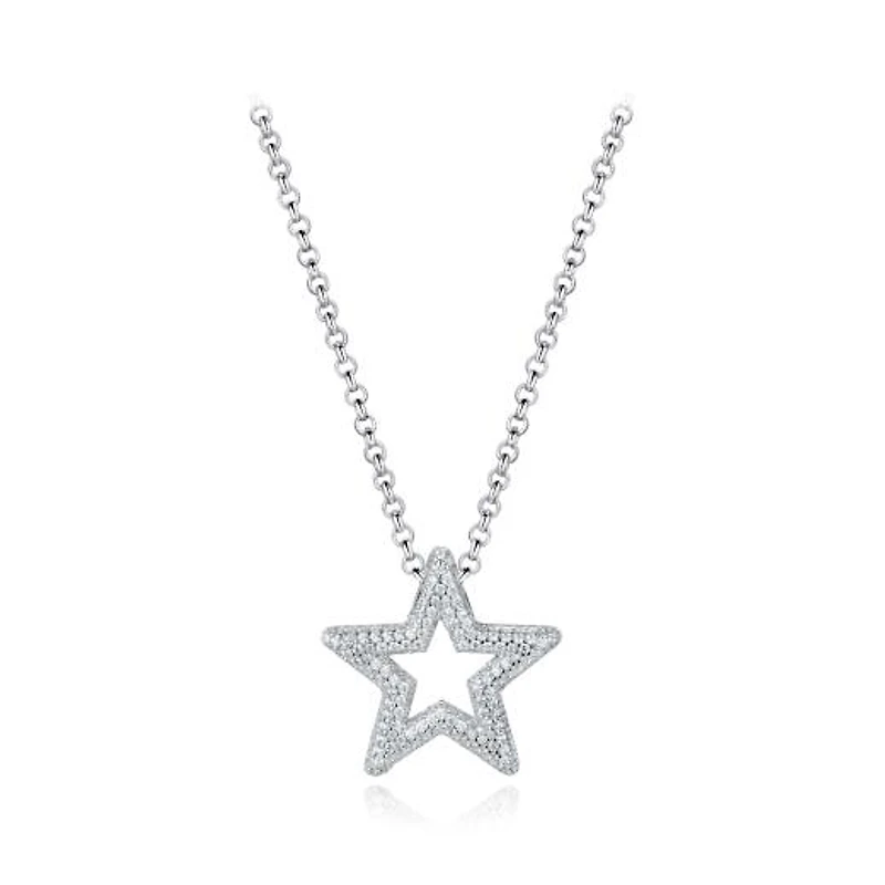Sterling Silver 19" Cubic Zirconia Star Pendant