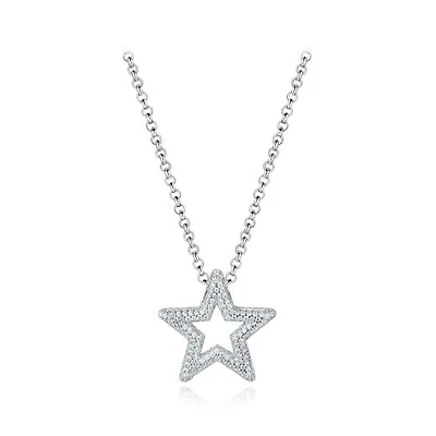 Sterling Silver 19" Cubic Zirconia Star Pendant