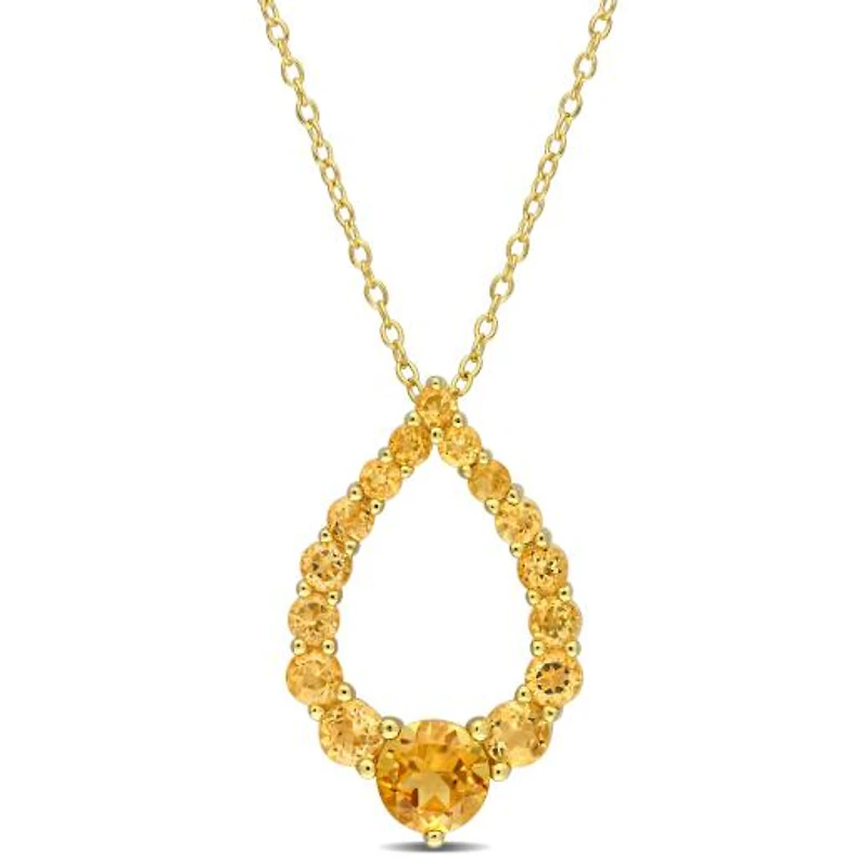Julianna B Sterling Silver 18K Gold Plated Citrine 18" Teardrop Pendant