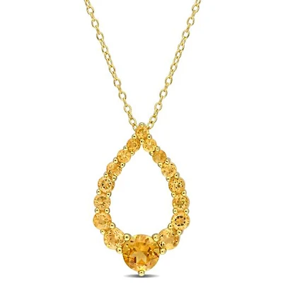 Julianna B Sterling Silver 18K Gold Plated Citrine 18" Teardrop Pendant