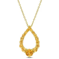 Julianna B Sterling Silver 18K Gold Plated Citrine 18" Teardrop Pendant