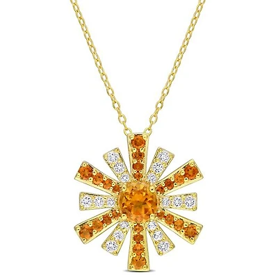 Julianna B Sterling Silver 18K Gold Plated Citrine and White Topaz Pendant