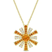 Julianna B Sterling Silver 18K Gold Plated Citrine and White Topaz Pendant