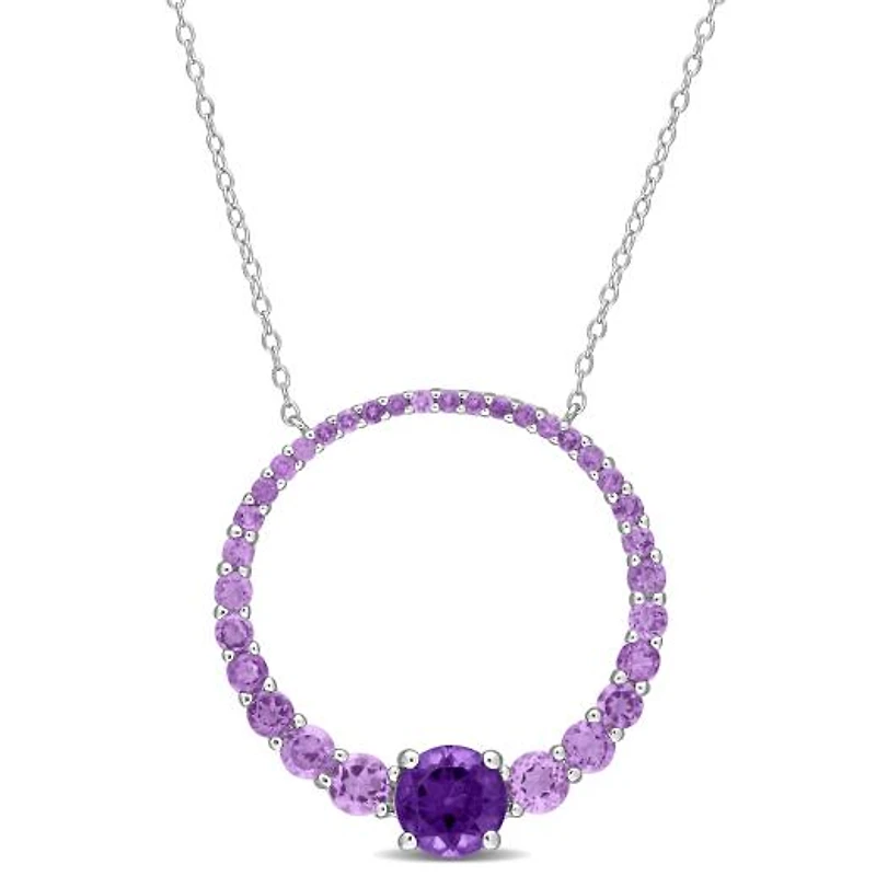 Julianna B Sterling Silver Amethyst Circle of Life 18" Pendant