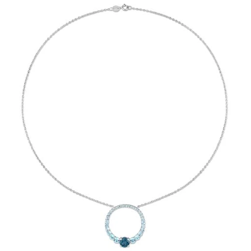 Julianna B Sterling Silver Topaz 18" Graduated Open Circle Pendant