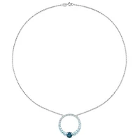 Julianna B Sterling Silver Topaz 18" Graduated Open Circle Pendant
