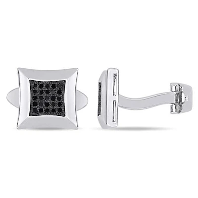 Julianna B Sterling Silver Black Diamond Pave Cufflinks