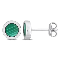 Julianna B Sterling Silver Malachite Fashion Post Earrings