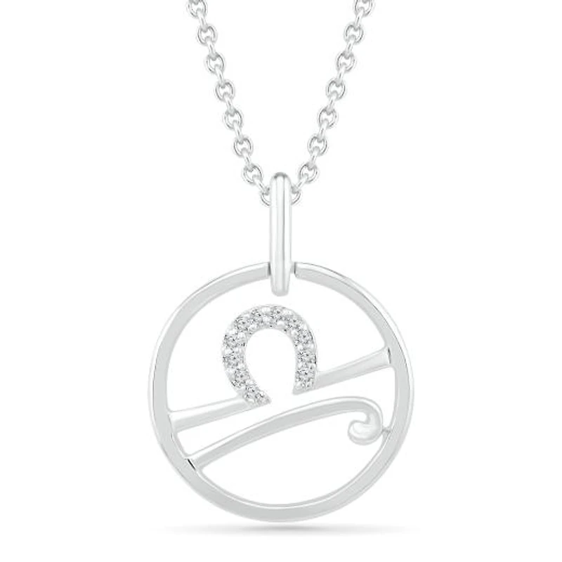 Sterling Silver Libra Diamond Pendant