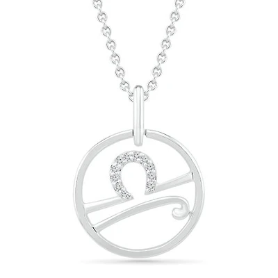 Sterling Silver Libra Diamond Pendant