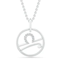 Sterling Silver Libra Diamond Pendant