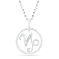 Sterling Silver Capricorn Diamond Pendant
