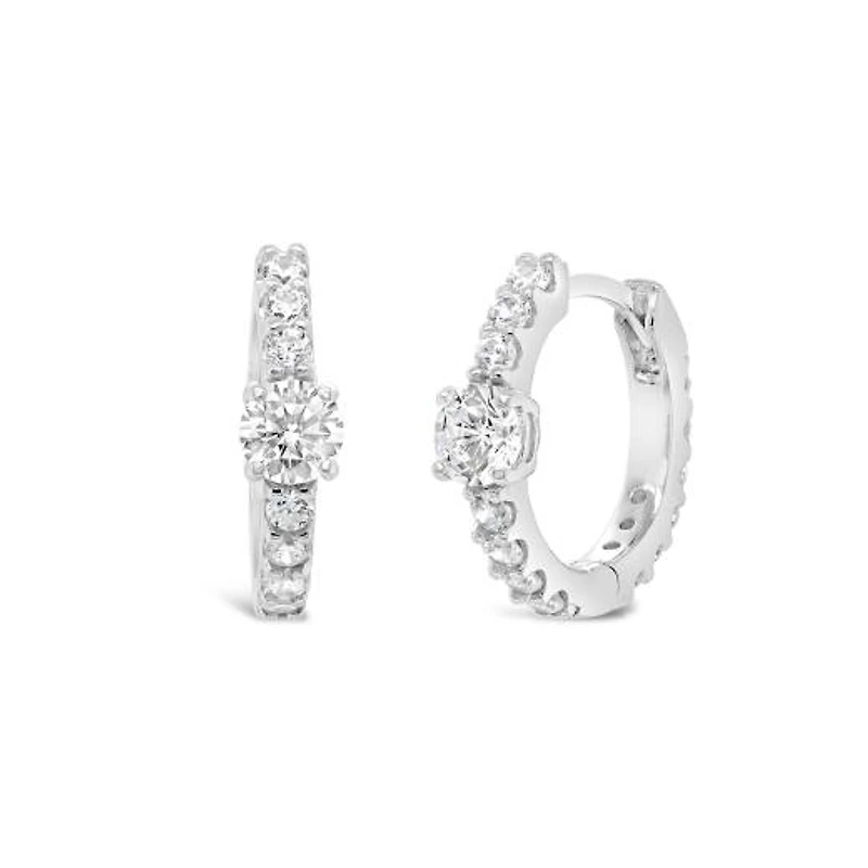 Sterling Silver Cubic Zirconia Hoop Earrings