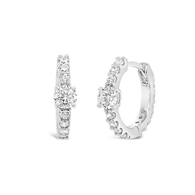 Sterling Silver Cubic Zirconia Hoop Earrings