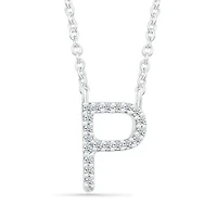 Diamond Addiction Sterling Silver & Diamond "P" Initial Necklace