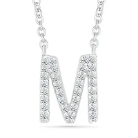 Sterling Silver & Diamond "M" Initial Necklace