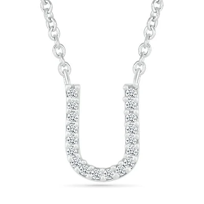 Diamond Addiction Sterling Silver & Diamond "U" Initial Necklace