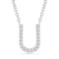 Diamond Addiction Sterling Silver & Diamond "U" Initial Necklace