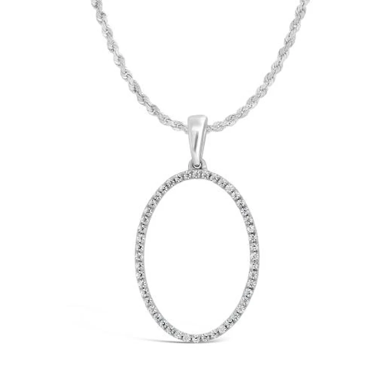 10K White Gold 0.15CTW Diamond Oval Shape Pendant