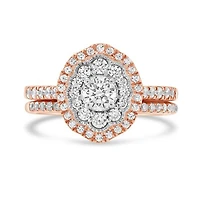 10K Rose Gold 1.00CTW Diamond Oval Shaped Bridal Set