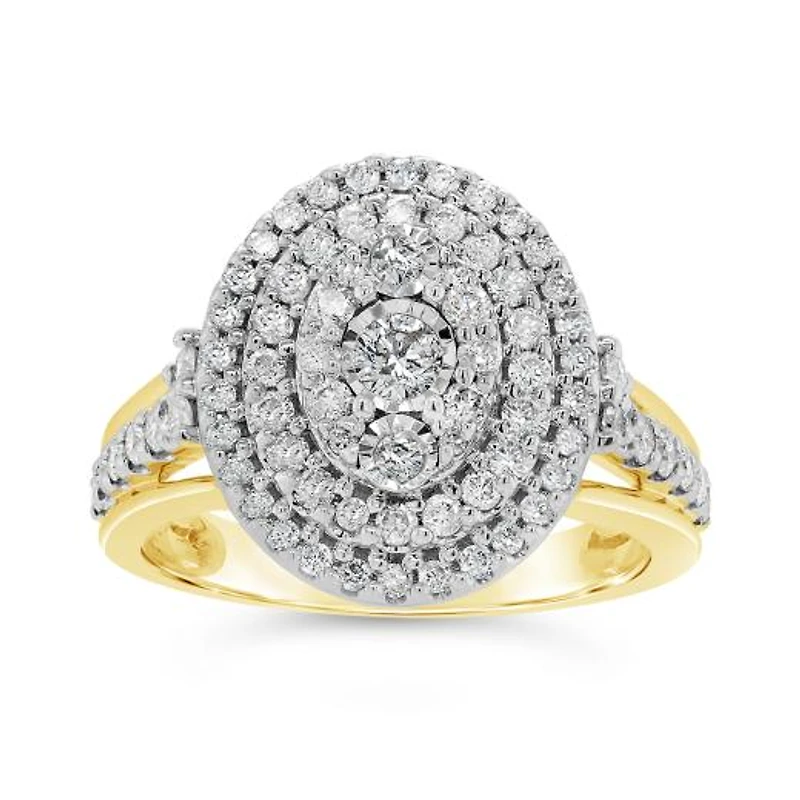 10K Yellow Gold 1.00CTW Diamond Oval Shaped Fashion Ring